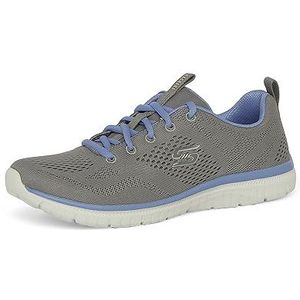 Skechers Dames Virtue Kind Favor Trainers, grijs mesh/blauwe trim, 5 UK, Grijze Mesh Blauwe Trim, 38 EU