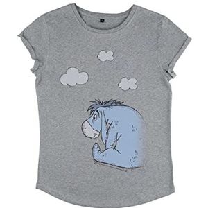 Disney Classics Women's Winnie The Pooh-Cloudy Eeyore Organic Rolled Sleeve T-Shirt, Melange Grey, S, grijs (melange grey), S