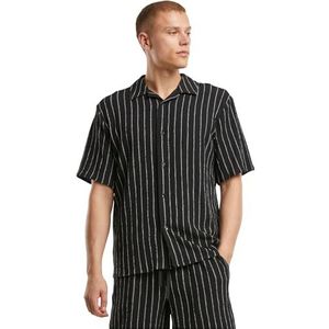 Urban Classics Overhemd voor heren, gestreept, gestreept zomerhemd, maten S - 5XL, zwart/gebroken wit, 5XL