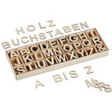 Relaxdays houten letters, 324-delig, kleine blokletters, A-Z, &-teken, 3 cm, knutselen, decoratie naamletters, natuur