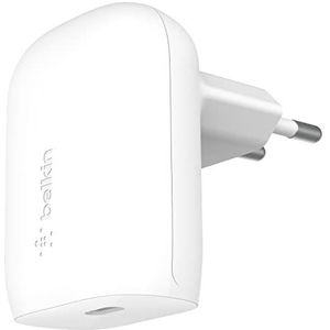 Belkin 30 W USB-C-wandlader, USB-IF-gecertificeerd, PPS, Power Delivery 3.0 voor het snelladen van iPhone 16, 15, 14, Plus, Pro, Pro Max, Galaxy S24 Ultra, Plus, iPad, AirPods, MacBook Air en meer