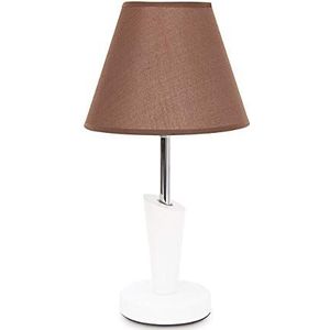 Relaxdays Tafellamp modern met stoffen kap, bruin/wit 10018919