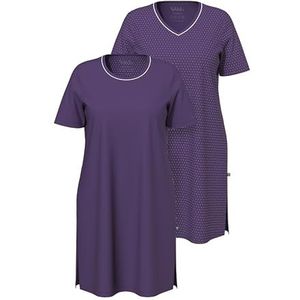 gs1 data protected company 4069787000005 dames Bigshirts, 2-pack, ronde hals/V-hals, nachthemden met halve mouwen, aubergine, 42-44