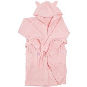 Ti TIN Bezoek de shop kinderbadjas voor jongens of meisjes met capuchon en zijzakken, zeer zacht en absorberend, badstof van 100% katoen, met capuchon en oren, Roze, 6 Jaar