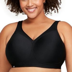 Glamorise MagicLift Seamless Beha voor dames, volledige cups, full figuur, draadloos, sportbeha #1006, zwart, 85F