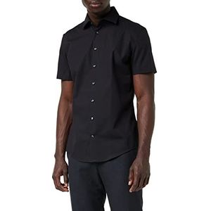Seidensticker Zakelijk overhemd - slim fit - strijkvrij - Kent kraag - korte mouwen - 100% katoen, zwart (39), 42