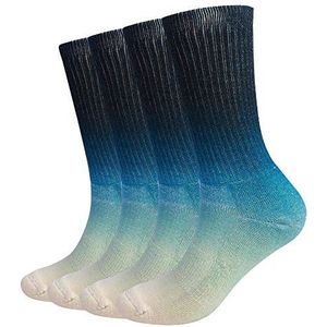 EnerWear 4 Pack Merino Wol Outdoor Wandelen Trail Crew Sokken, Gradiënt Blauw, US 9-11