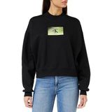 Calvin Klein Jeans Dames verlichte doos logo ronde hals sweatshirts, zwart, XXS