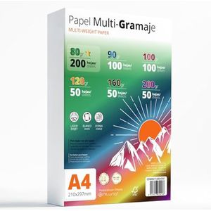 A4-vellen, multifunctioneel papier voor printer, schrijven, tekenen of knutselwerk, witte vellen, A4-papier voor thuisgebruik, school of bedrijf, kantoor (verpakking met meerdere gramgewicht 80 grams)