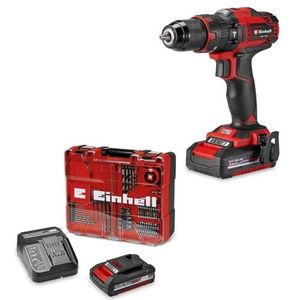 Einhell accu Klopboor-/Schroefmachine TE-CD 18/40 Li-i Kit +64 Power X-Change (18 V, 40 Nm, klopboorfunctie, 13 mm metalen snelspanboorkop, 2 versnellingen, incl. accu, lader + accessoires)
