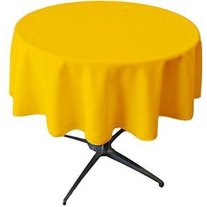 LA Linen Polyester Poplin rond tafelkleed, 58 inch, geel donker, TCpop58R_YellowDrkP47