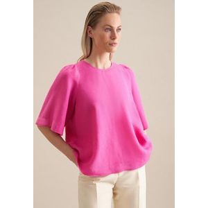 Seidensticker Dames Shirtblouse - Fashion Blouse - Regular Fit - Ronde hals - Korte mouwen - 100% linnen, roze, 40