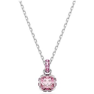 Swarovski Birthstone hanger, Square slijpvorm, Oktober, Roze, Rodium toplaag