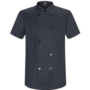 MISEMIYA - Heren Chef Jacket - Heren Chef Jacket - Hospitality Uniform -Ref.8421B, Zwart 21, 4XL