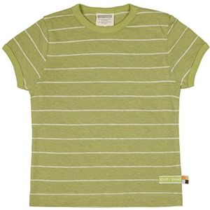 loud + proud Unisex kinderstrepen met linnen, GOTS-gecertificeerd T-shirt, avocado, 110/116, Avocado., 110/116 cm