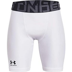 Under Armour Boys UA HG Armor shorts, hardloopshorts Crafted HeatGear Technology, moderne workoutshorts, M, wit