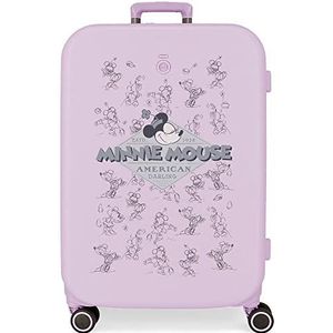 Disney Minnie Happiness koffer, middelgroot, violet, 48 x 70 x 28 cm, harde ABS-kunststof, geïntegreerde TSA-sluiting, 79 l, 4,32 kg, 4 dubbele wielen, Paars, Maleta mediana, Middelgrote koffer