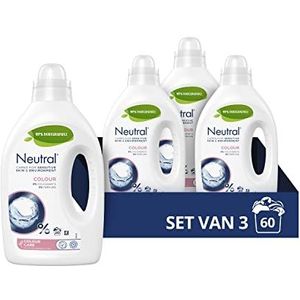 Neutral Kleur Vloeibaar Wasmiddel, parfumvrij en hypoallergeen - 3 x 20 wasbeurten - Voordeelverpakking