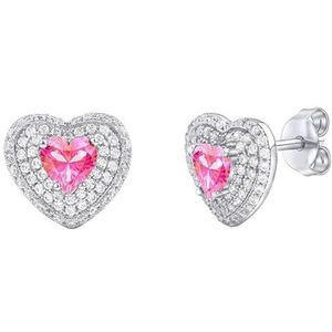 Silvego Susan Silver Heart oorbellen met roze en heldere glans zirkonia MW11360EP sSL3741 merk, Standaard, Niet-edele metalen, Geen edelsteen