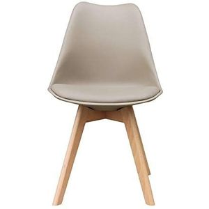 Zons Alba stoel, polypropyleen, transparant, met houten poten, Scandinavische stijl LOT DE 4 Taupe