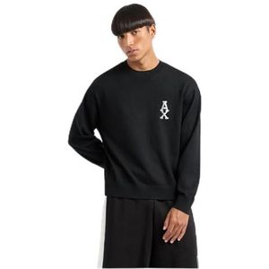 Armani Exchange Heren The Grid, Sustainable, Jacquard Logo Pullover Sweater, zwart, S