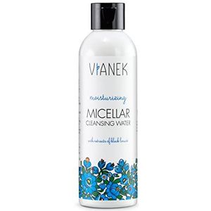 VIANEK Vochtinbrengend micellair reinigingswater. Make-up remover voor gevoelige huid verwijdert ooglippenmake-up ook geschikt voor waterdichte make-up. Veganistische natuurlijke cosmetica grootte 200 ml.