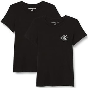 Calvin Klein Jeans Dames 2-pack MONOLOGO Slim Tee T-shirts, Ck Zwart/Ck Zwart, XXS