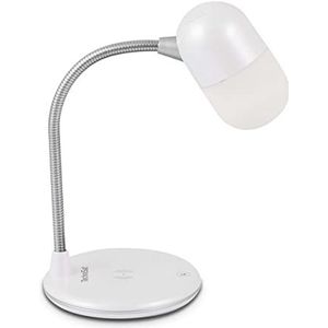 TechniSat VIOLA Tafellamp – LED-tafellamp met Bluetooth-audiostreaming en draadloos opladen voor smartphones (3 Watt mono luidspreker, drie lichtkleuren, dimbaar, flexibele lamphals) wit