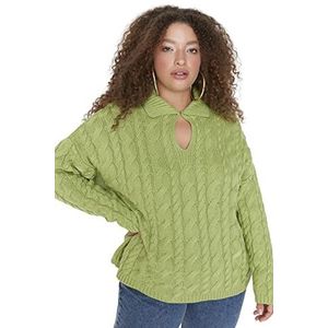 Trendyol Dames TBBAW23AN00047/Yeşil Sweater, Groen, 4XL, Groen, 4XL Grote Maten