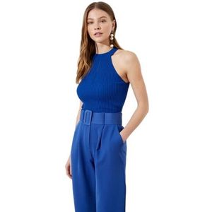 Trendyol Vrouwen Slanke Standaard Halter Neck Gebreide Blouse, Saxe Blauw, S