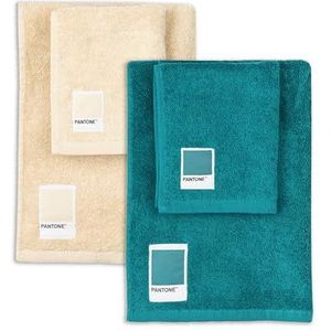 Pantone Badhanddoeken voor bad en bidet, badstof, 100% puur katoen, Öko-Tex-gecertificeerd, 2 sets handdoeken 50 x 100 cm en 40 x 50 cm, zacht en absorberend, ook geschikt als handdoek voor de