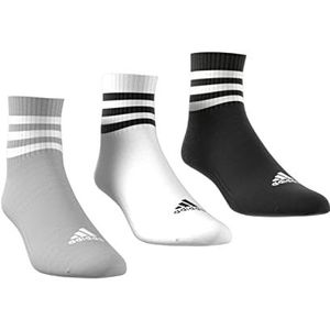 adidas 3 Stripes Enkelsokken, Medium Grey Heather/White/Black, XL