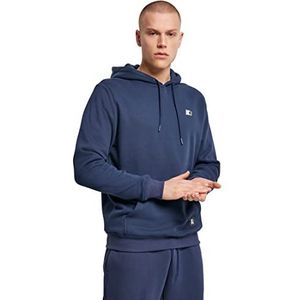 STARTER BLACK LABEL Heren Hoody Essentials capuchontrui met geborduurd logo, patch op de zoom, sweatshirt met capuchon en buikzak, maat S tot XXL, dark blue, S