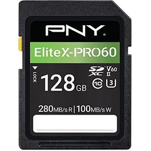 PNY P-SD128V60280EXP6-GE 128GB EliteX-PRO60 Class 10 U3 V60 UHS-II SDXC Flash Memory Card EliteX-PRO 61