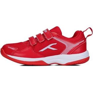 HUNDRED Court Star Non-Marking Badminton Shoes for Kids | Lightweight | X-Cushion Protection | Suitable for Indoor Tennis, Squash, Table Tennis, Basketball & Padel (Red/White, EU 37, UK 3, US 4)