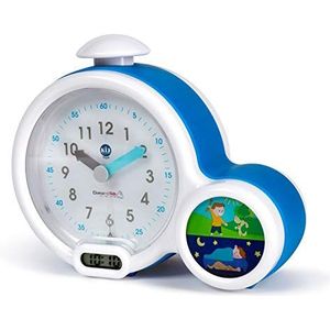 Pabobo Kid Sleep - wekker - educatieve kinderwekker dag/nachtlamp - dubbele weergave en 3 alarmen om uit te kiezen - werkt op gelijkstroom of batterijen - blauw