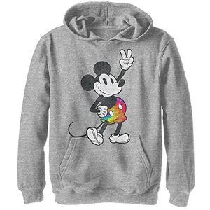 Disney Characters Tie Dye Mickey Stroked Boy's Hooded Pullover Fleece, Athletic Heather, Small, Athletic Heather, S