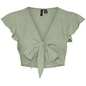 VERO MODA Vmmymilo Sl Crop Tie WVN Ga Top voor dames, Reseda., XS