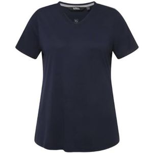 Ulla Popken Functioneel damesshirt, antibacterieel, V-hals, halflange mouwen T-shirt, marineblauw, 42/44 Grote maten
