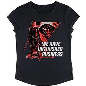Marvel Dames Black Widow-Unfinished Business Rold Sleeve T-Shirt, XL, zwart, XL