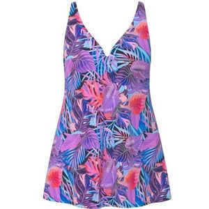 Ulla Popken Badjurk voor dames, Palmen recycling badpakken, zwart, 46