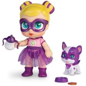 Super Leuke Mini Glitzy Cool Doll met Puppy - Sofi & Wanda, 12cm gelede pop met puppy, superheld outfits & accessoires, geschikt voor kinderen van 4 jaar en ouder