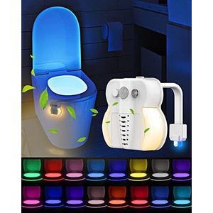 Rantizon Toiletlamp binnen toilet, verbeterde bewegingsgeactiveerde toiletbril licht 16 kleuren waterdicht met functie van aromatherapie en UV-sterilisator, sensor LED badkamer nachtlampje wit