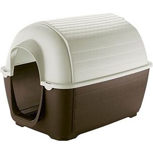 Ferplast Kenny 05 Hondenhok voor buiten, van schokbestendig thermoplastisch hars, uv-bestendig, afwateringssysteem, ventilatierooster, afneembaar, 70 x 100,6 x 70,5 cm