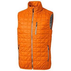 Cutter & Buck Men's Weather Resistant Primaloft Down Alternative Rainier Vest, Satsuma, Medium