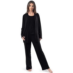 Fruit of the Loom Dames ademende tank-top, broek en gebreide pyjamaset, zwart, X-Large, zwart, XL
