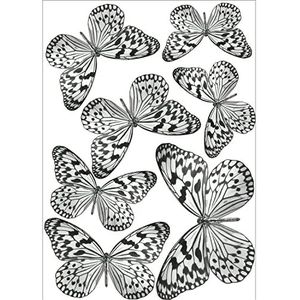 PLAGE 301500 3D Charmante Vlinder Stickers Decoratie 7 Zwart/Wit Vlinders, Grijs (8 x 14 cm/11 cm x 6,5 cm)