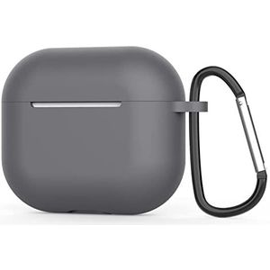 Compatibel met Apple AirPod 3rd Generation 2021 Case Cover, siliconen beschermaccessoires Skin met sleutelhanger, front-LED zichtbaar - grijs