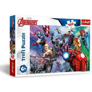 Trefl - Marvel The Avengers, De altijd klaar staande helden - Puzzel met 160 stukjes - Kleurrijke puzzel met de superhelden, Plezier voor kinderen vanaf 6 jaar