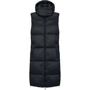HUGO Dames Fera-1 lang vest met capuchon van gerecycled weefsel, zwart 1, L
